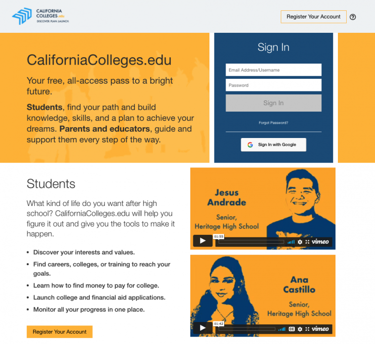 Homepage » CaliforniaColleges.edu | Learn More